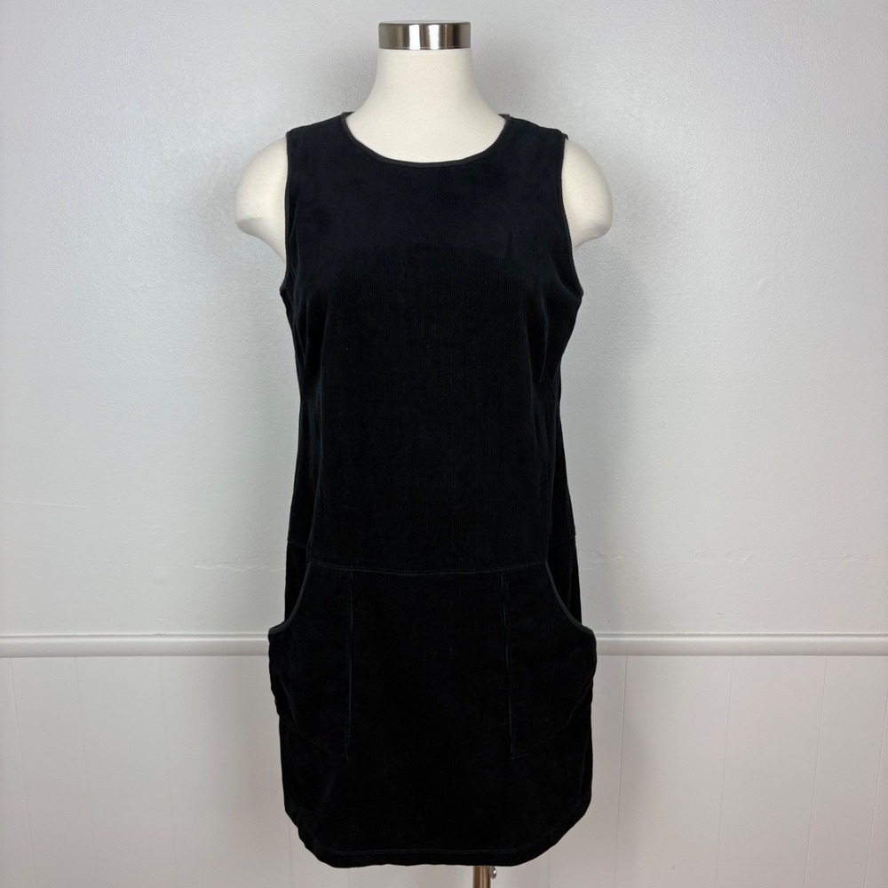 G.H. Bass & Co.‎ Vintage Black Jumper Shift Dress Sz 4 Corduroy Drop Waist Twee